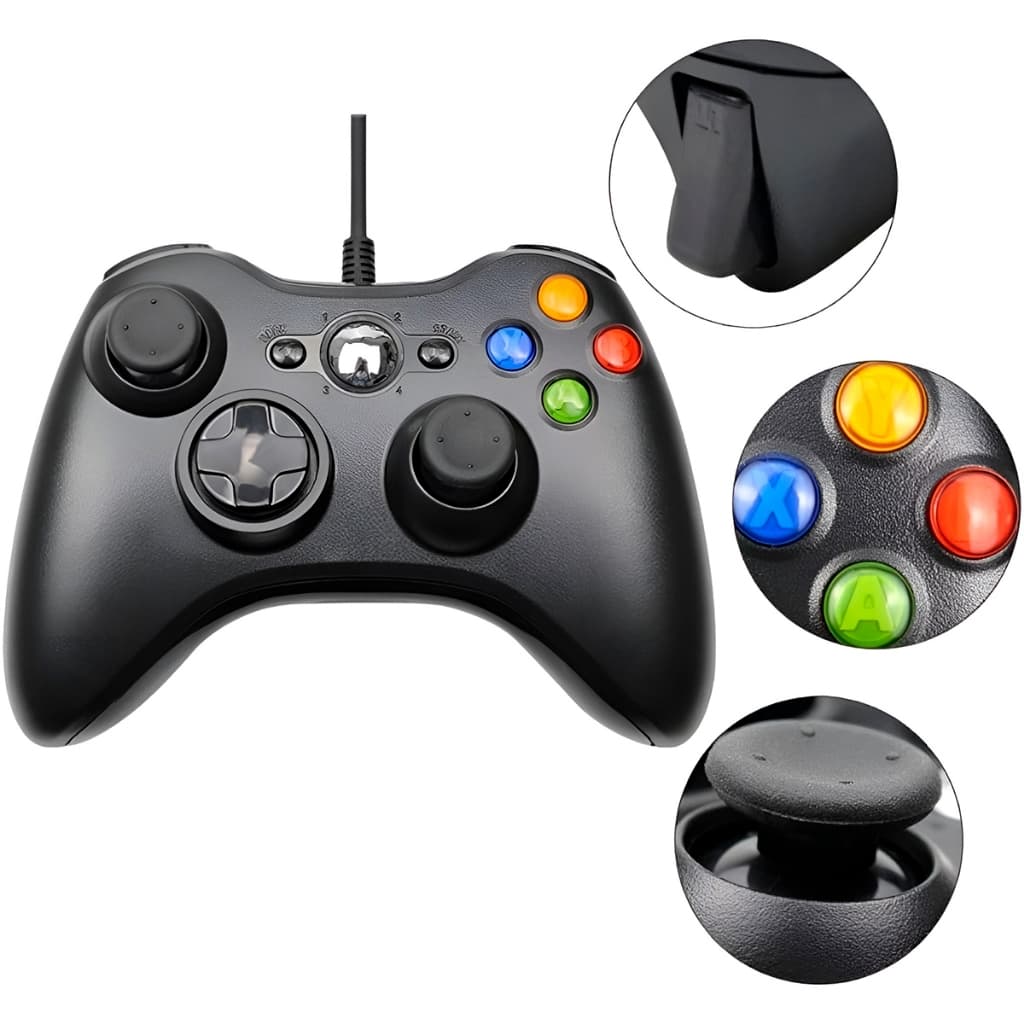 Controle Xbox 360 Com Fio Para Video Game e PC/ Fat E Pc Joystick Jogo Gamepad
