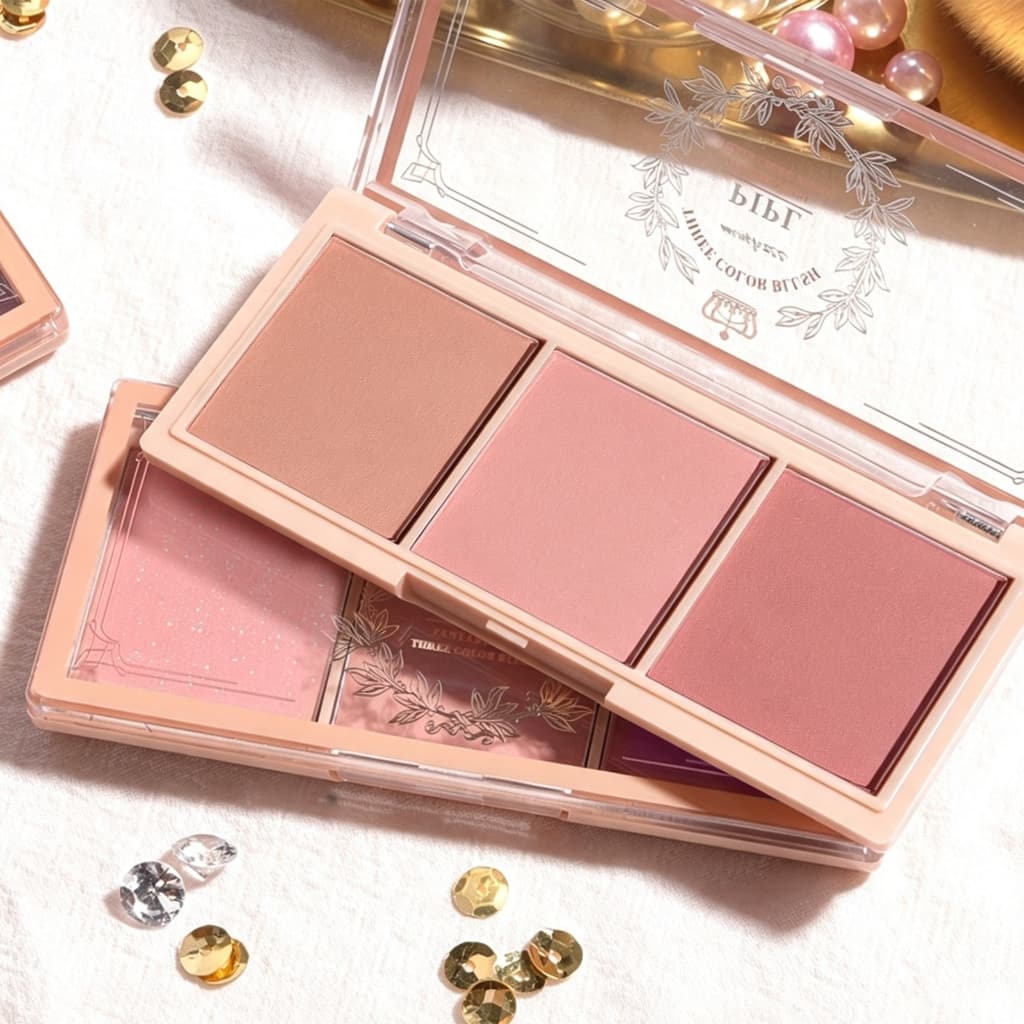 3 Em 1 Paleta Trio de Blush Compacto Tropical Skin Maquiagem Dapop 1 Paleta Trio de Blush Compacto Tropical Skin Maquiag