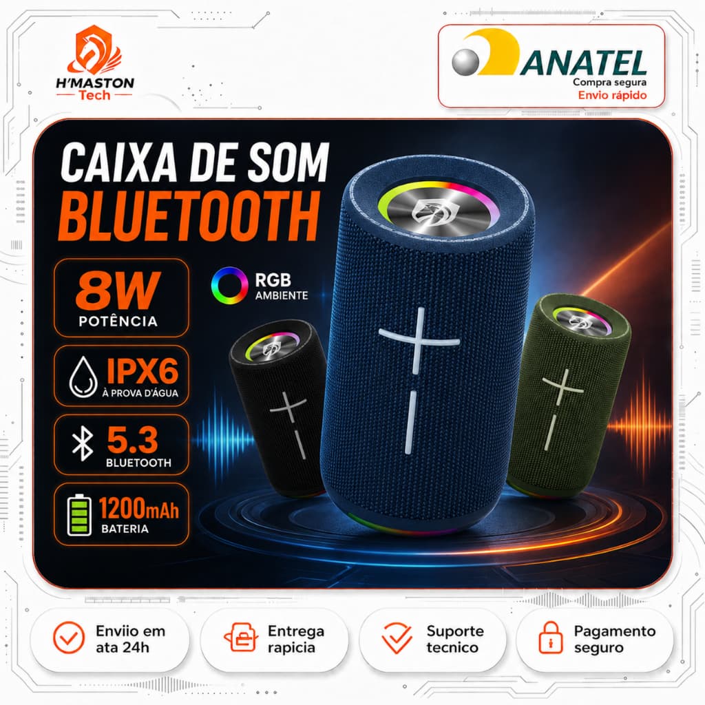 H'MASTON TN20 IPX6 Caixinha De Som Bluetooth Caixa De Som Bluetooth Portátil Caixa Som Caixa Bluetooth Caixa Bluetooth