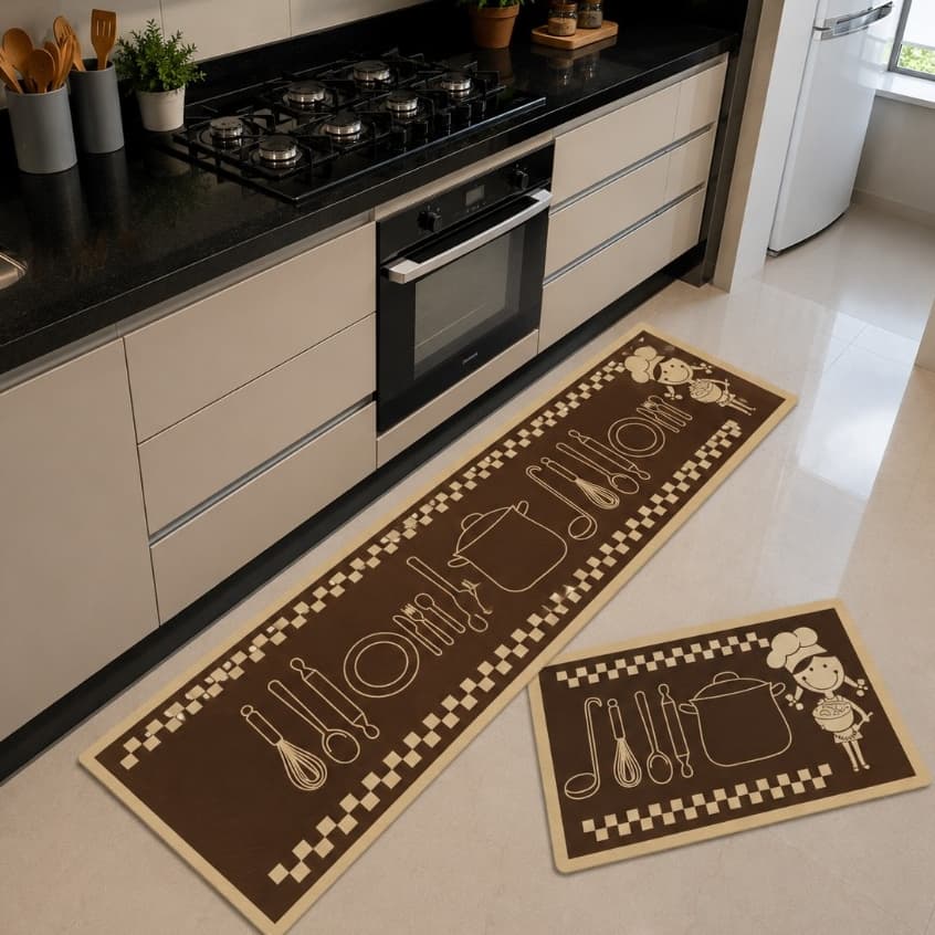 Kit Tapete Cozinha Passadeira Jogo Tear 2 Peças Kit Passadeira Cozinha Jogo De Cozinha
