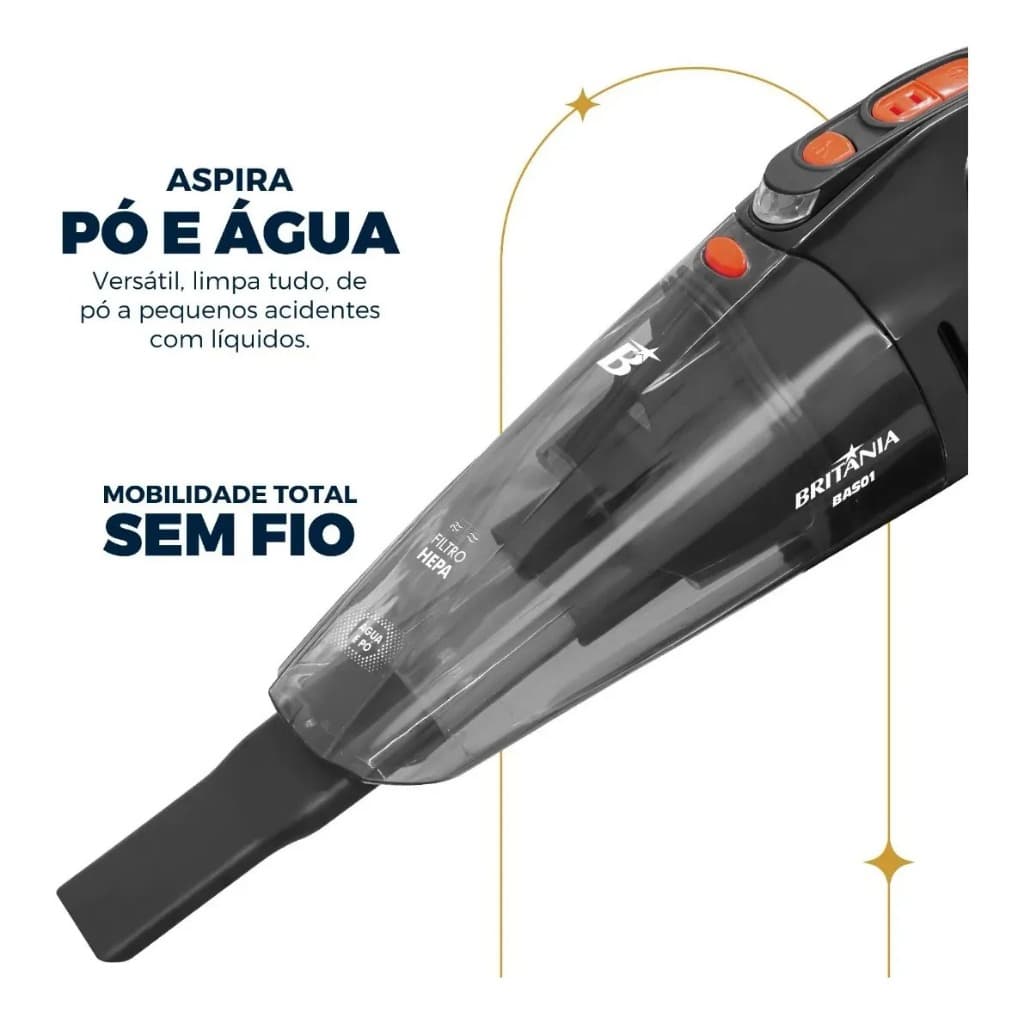 Aspirador de Pó Portátil Britânia BAS01 60W Bivolt