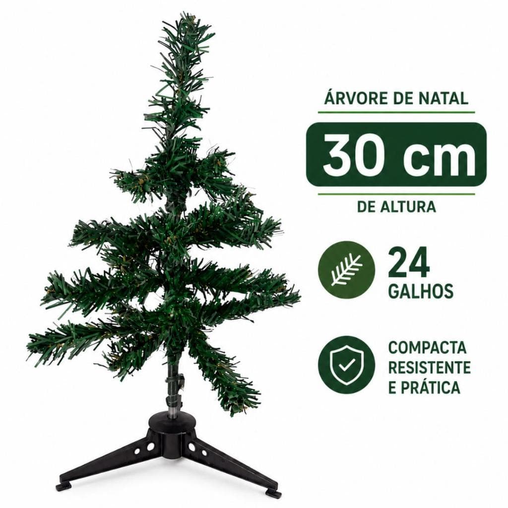 Árvore de Natal Pequena Tradicional Verde Decoração de Natal Sala Casa de 30 cm