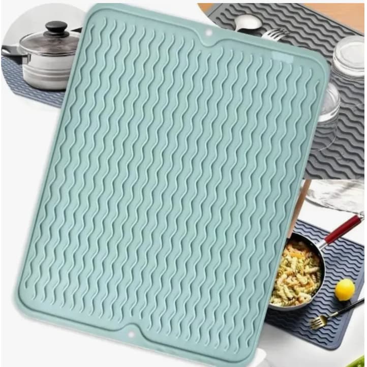 Escorredor de Louça Tapete de Pia Silicone Secador Copos Talheres Utensílios Cozinha