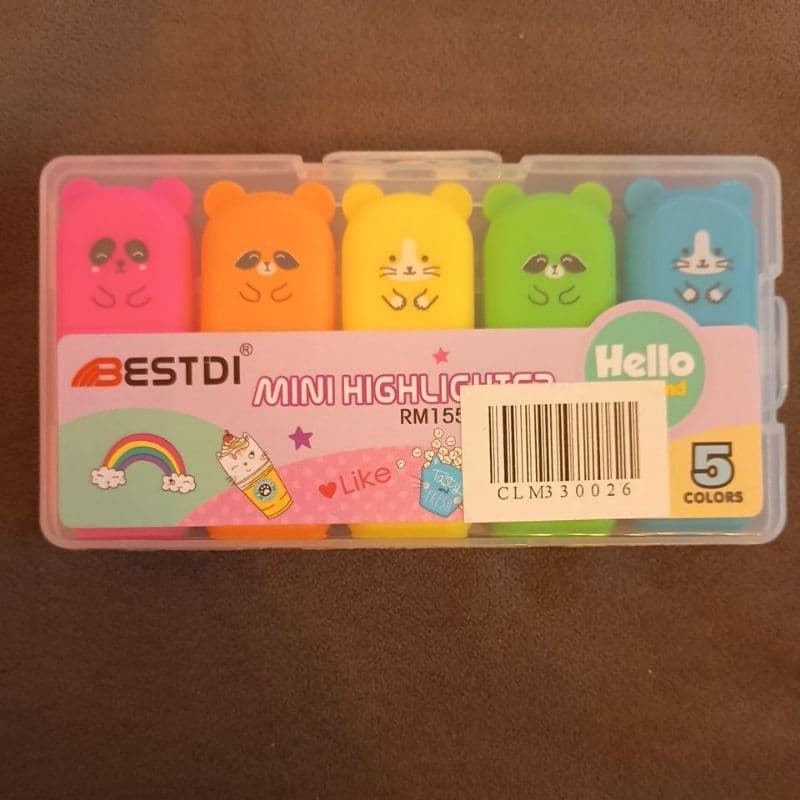 Kit Mini Marca Texto Fofo Bichinhos
