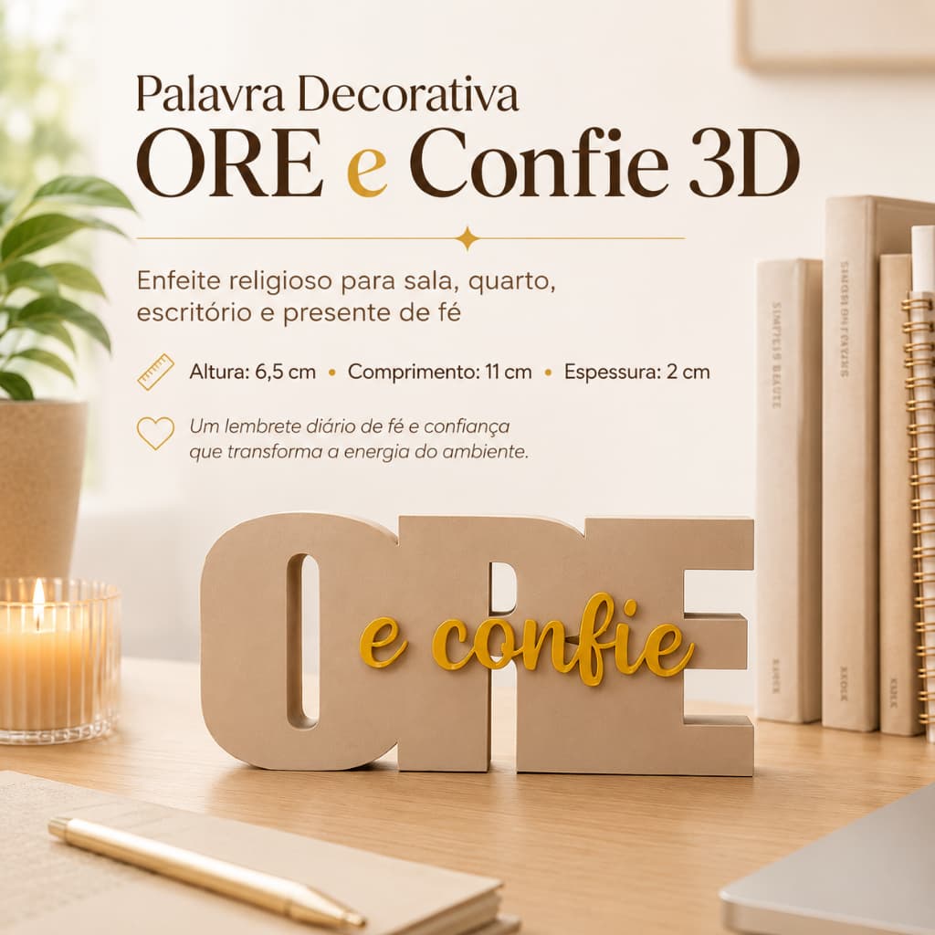 Palavra Decorativa Ore e Confie - Decoração de Interiores e Presente