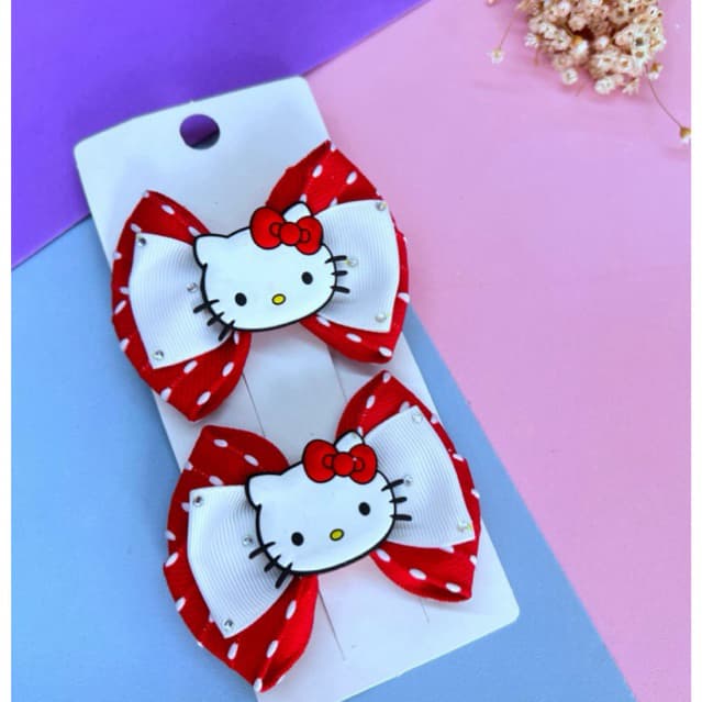 Par de Laços Hello Kitty | Parzinho de Laços Infantil | Presilha de Cabelo Hello Kitty