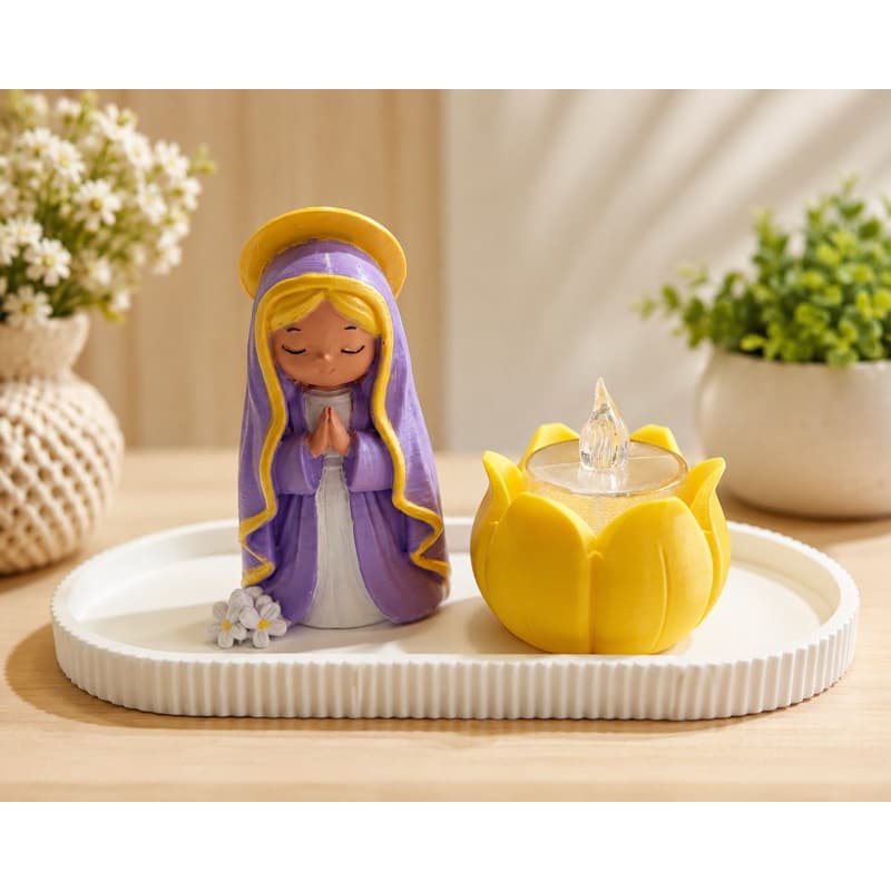 Conjunto Decorativo Religioso + Porta Velas