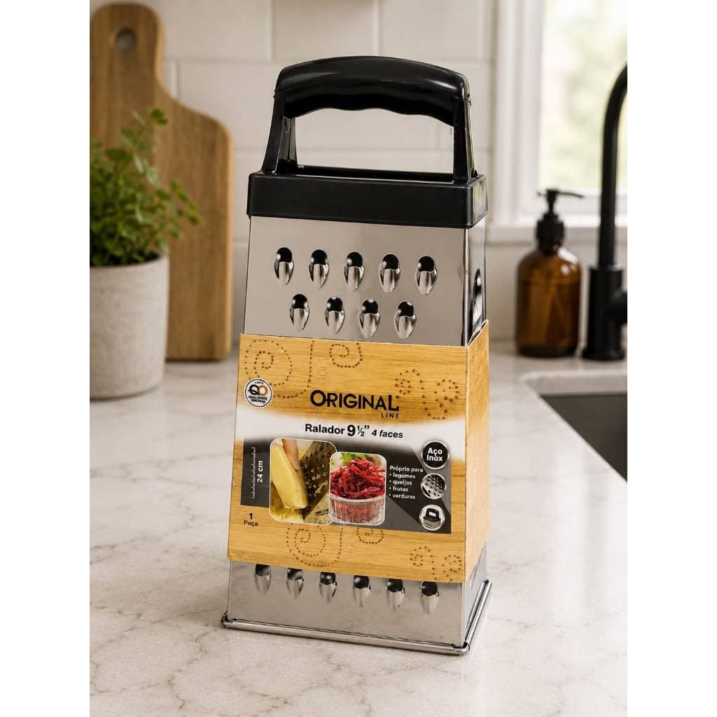Ralador 4 Faces em Aço Inox 24cm com Alça – Ralador de Queijo Legumes Frutas e Verduras