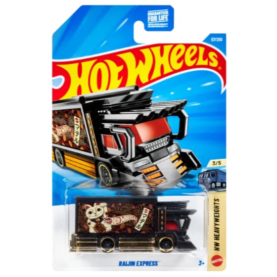 Hot Wheels Raijin Express HW Heavyweights 51/250 Preto e Dourado - Caminhão Dekotora Japonês Maneki-Neko Gato da Sorte