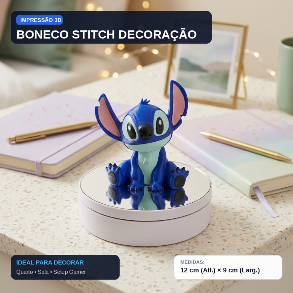 Boneco Stitch Decoração Lilo e Stitch - Impressão 3D