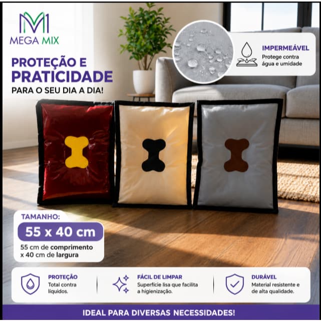 Cama para cachorro P, Impermeável 55x40cm, Cores Diversas
