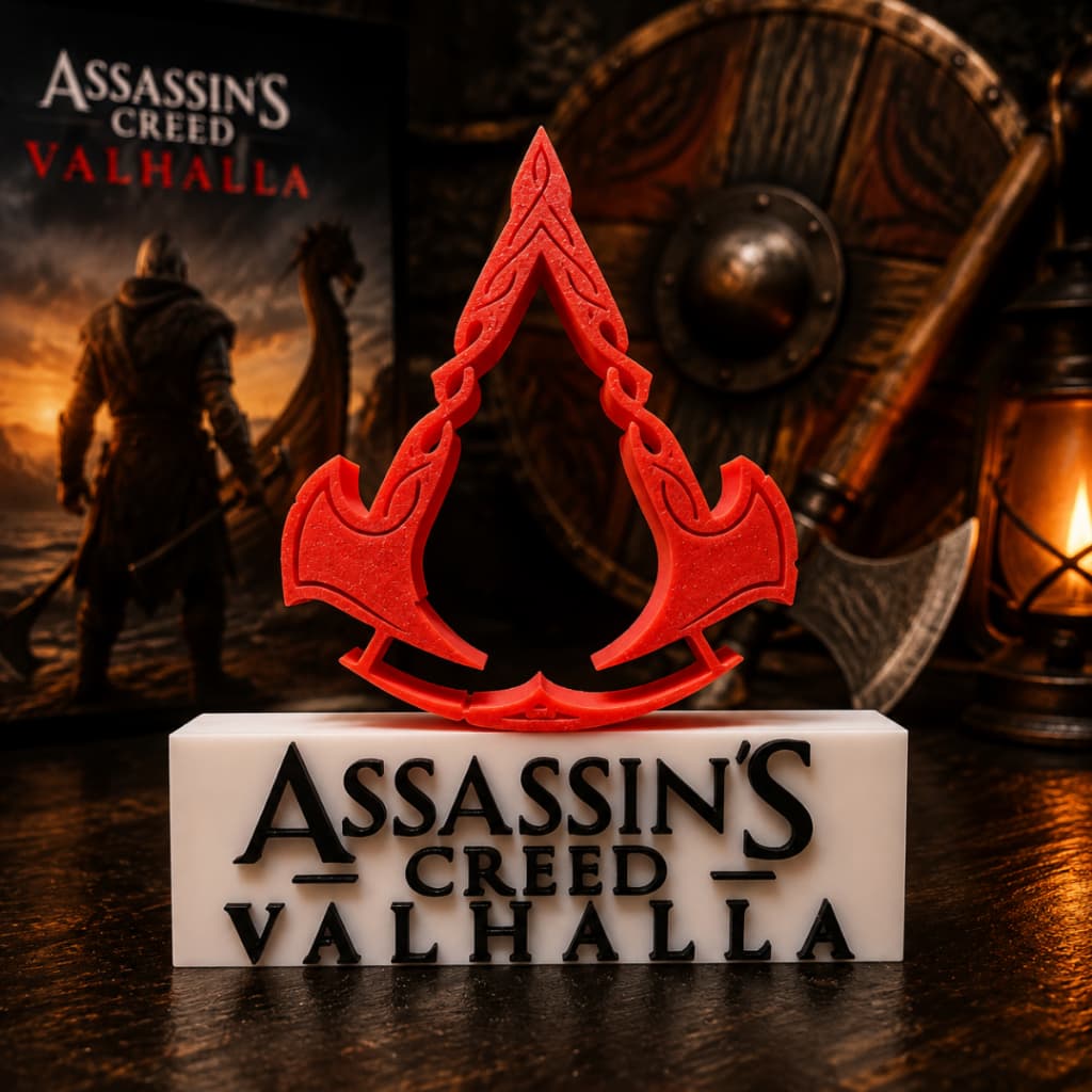 PLACA GAMER Assassin's Creed Valhalla Símbolo Turquesa Luxo 🔥💎🌊