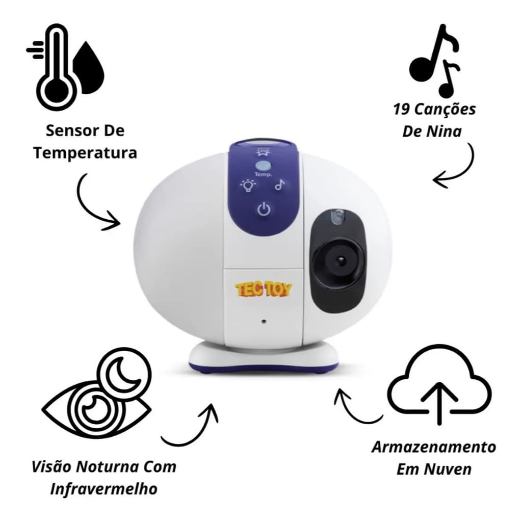 Babá Eletrônica Tectoy Pense Bem TT-SH-3000 com Câmera Visão Noturna Monitor para Bebê