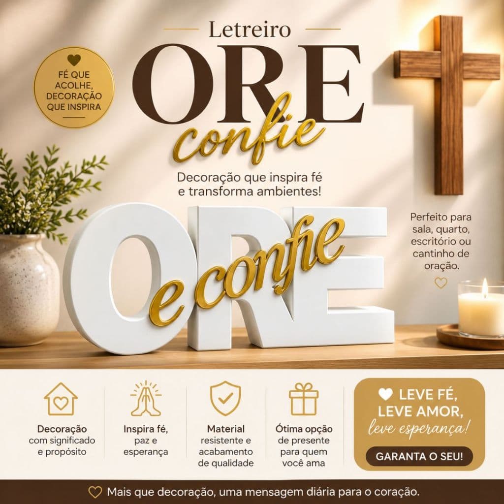 Letreiro ORE e Confie 3D Decoração Religiosa Cristã Fé Presente para Casa Quarto Sala Escritório Lar