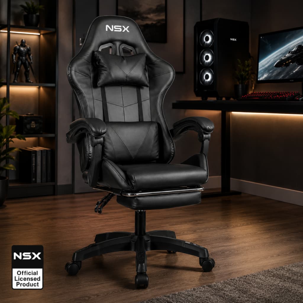 Cadeira de Escritorio Gamer Reclinável Giratória 360° para Gamers PRETA