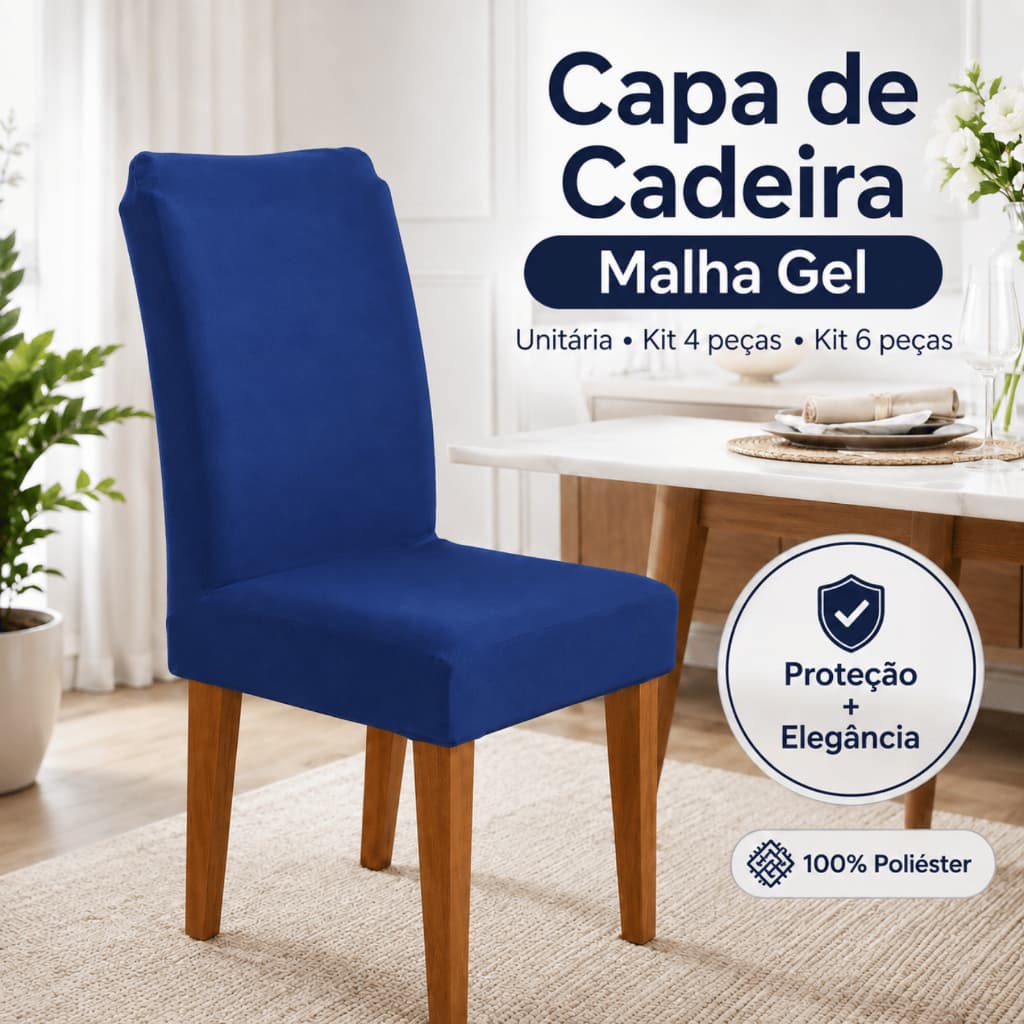 Capa de Cadeira Guilherme Confecções Azul Royal