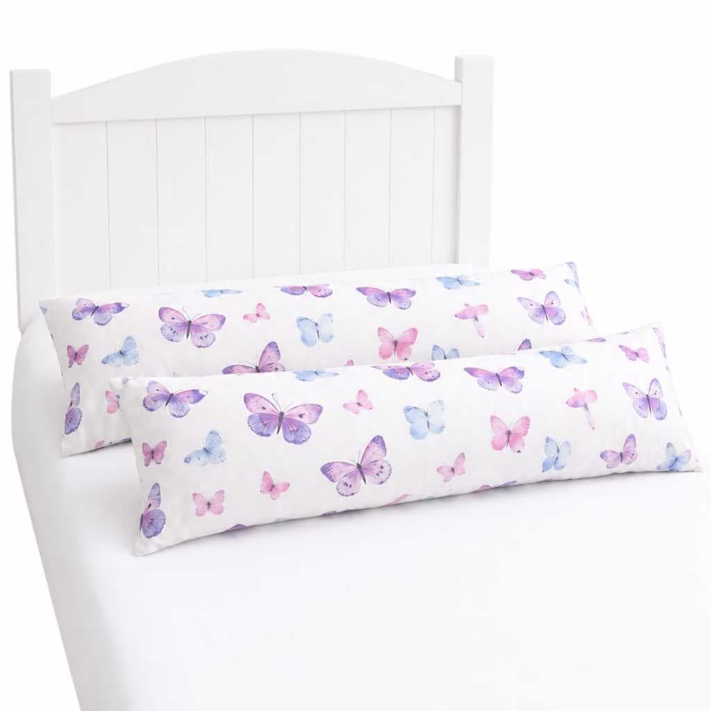 Kit 2 Travesseiro de Corpo Xuxinho Borboleta 85x25 Super Macio Silicone Casa Luxo Quarto Decoração