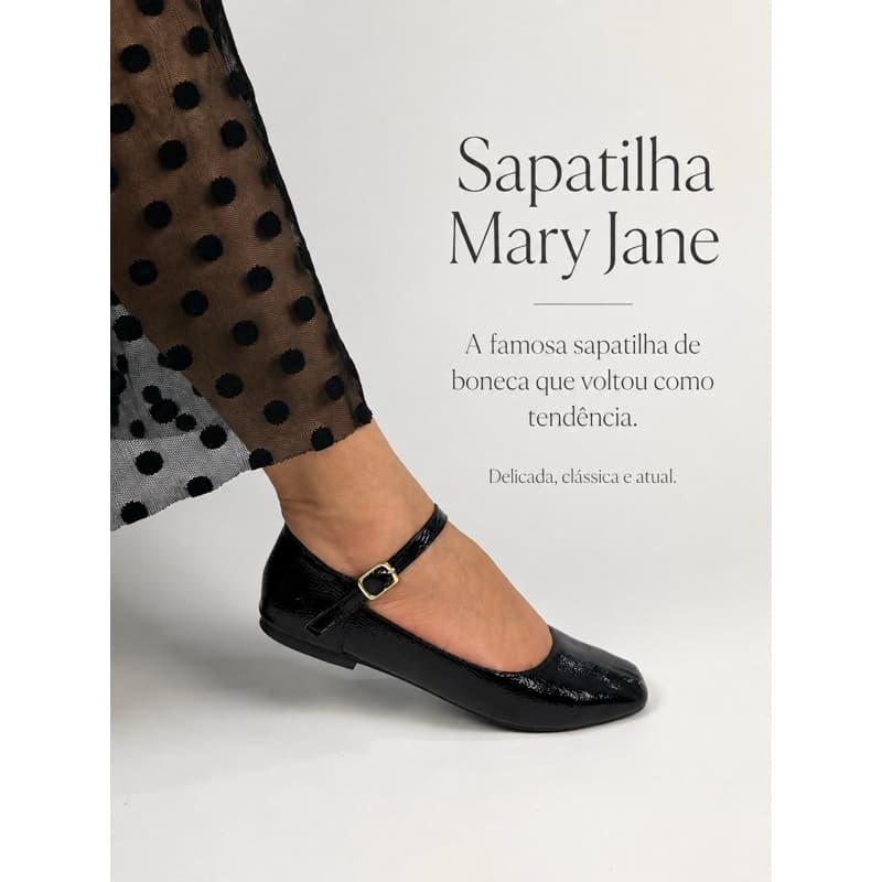 Sapatilha Mary Jane Verniz Preto ✨🖤