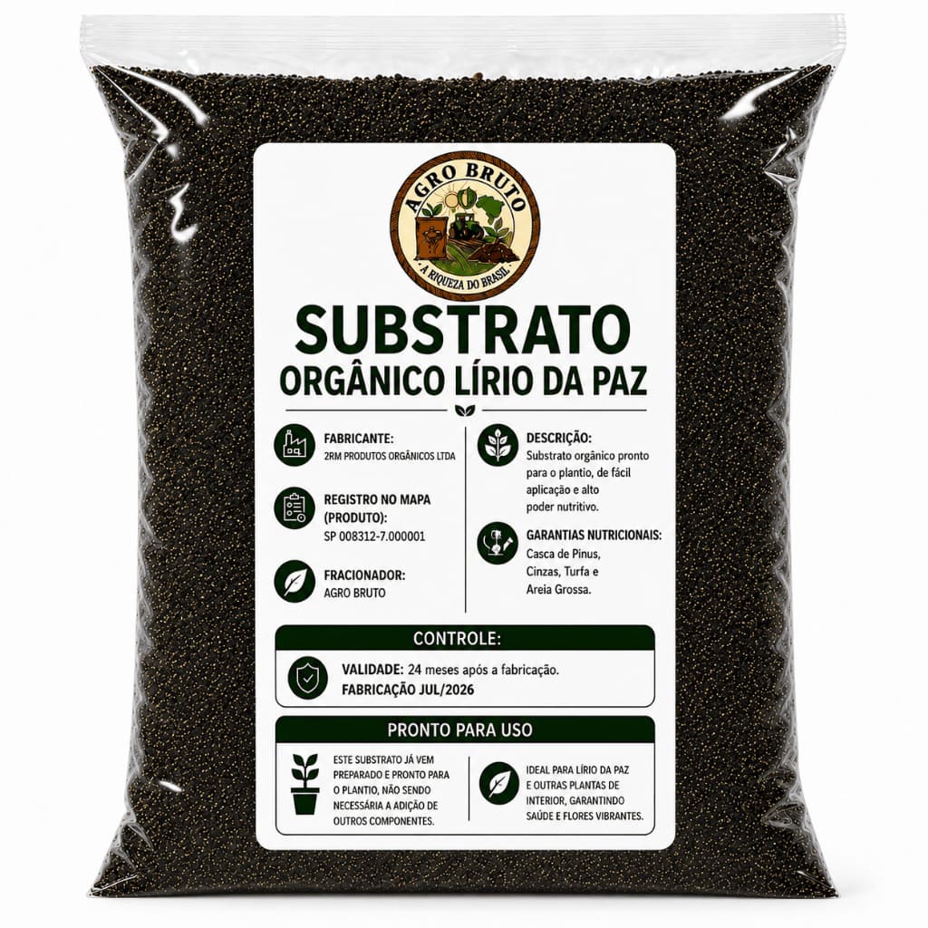 Substrato Orgânico para Lírio da Paz Agro Bruto | Terra Vegetal Adubada Premium Pronta para Uso