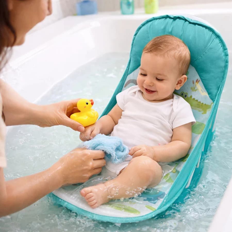 Cadeirinha Assento De Banho Bebê Deluxe Suporte Para Banheira E Chuveiro Verde