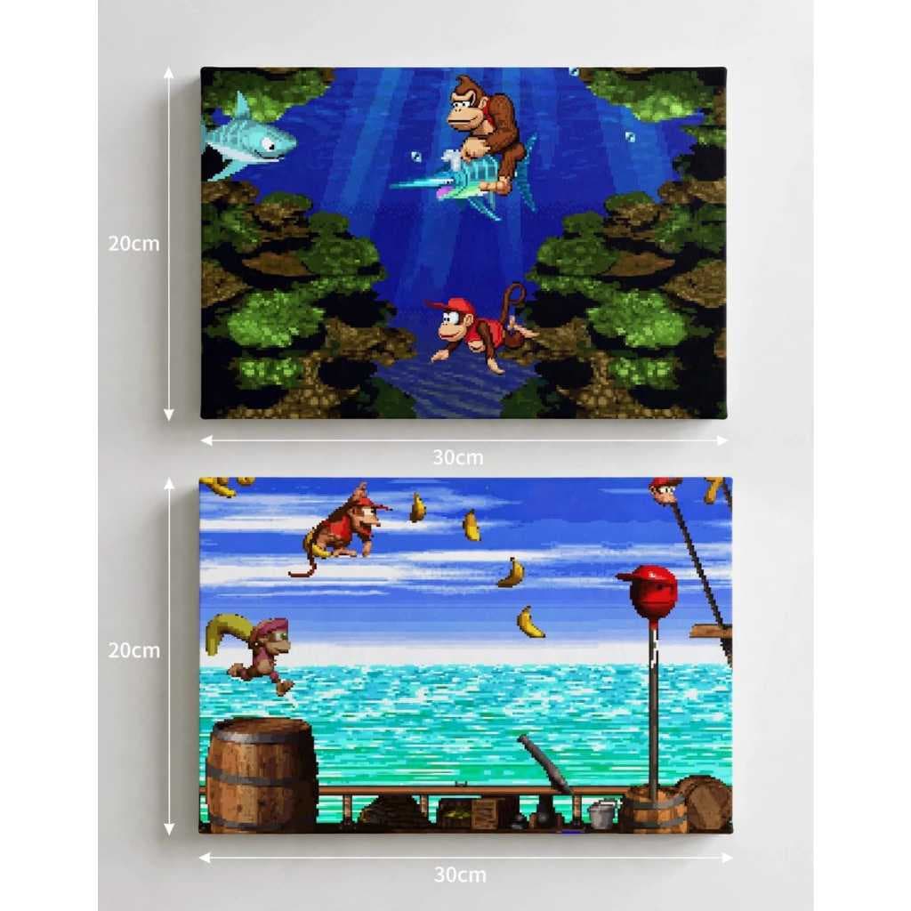Kit Quadro Gamer HD Premium - Donkey Kong Country SNES Retrô