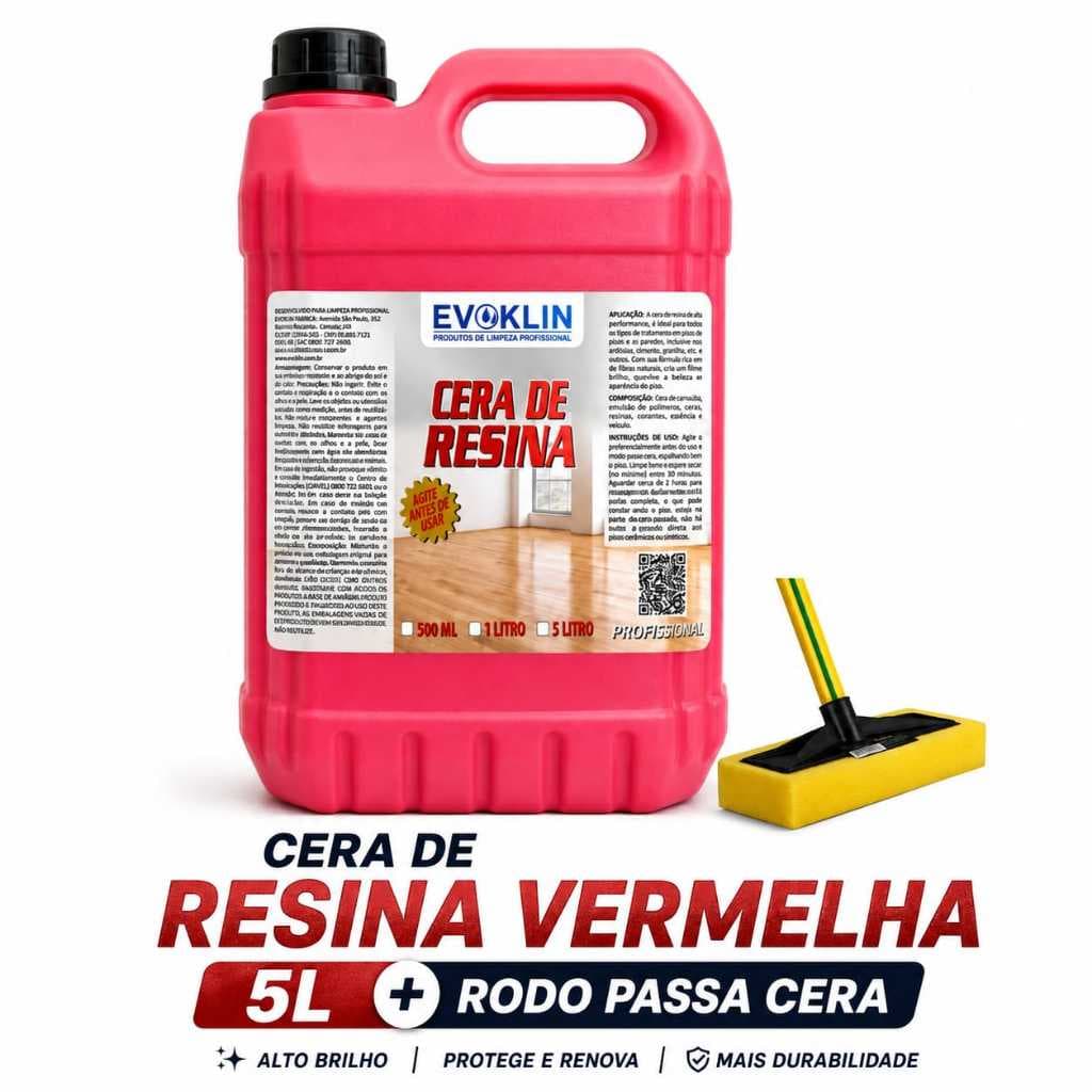 CERA VERMELHA DE PISO COM RESINA 5L + RODO APLICADOR I LAJOTA O CIMENTO QUEIMADO
