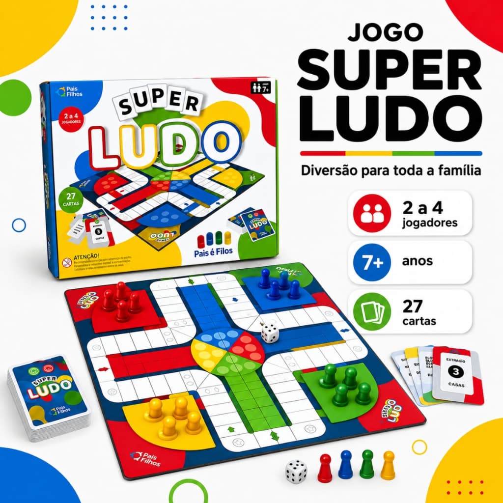 Jogo de Tabuleiro Super Ludo- Jogo Interativo de Cartas Pais e Filhos Jogo de Mesa