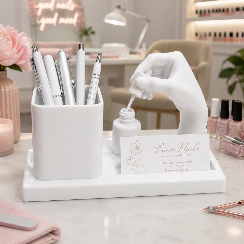Porta Cartão e Canetas Manicure Decoração Nail Design Organizador Mesa