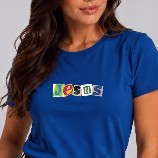 Baby Look Feminina Cristã Jesus Recorte Revista Camiseta Evangélica 100% Algodão Premium Blusa