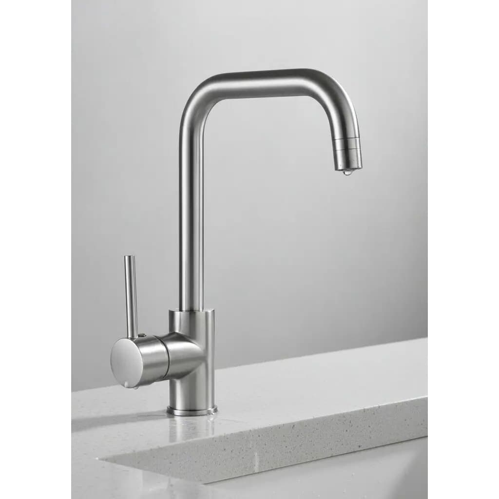 Torneira Luxo Cozinha Monocomando Quente frio Aço escovado Bancada
