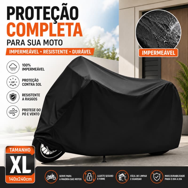 Capa Cobridor Moto Tamanho XL 140x240cm Resistente Água e Raios UV Anti Poeira para Motocicleta