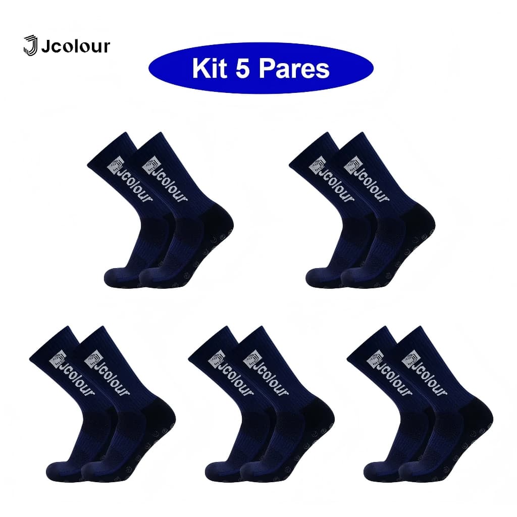 Kit 5 pares Meias Esportivas Futebol Basquete Antiderrapantes De Alta Qualidade ar livre Jcolour