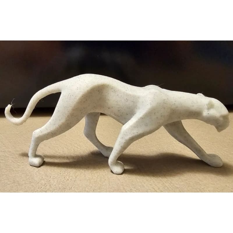 Escultura decorativa de leopardo branco preto cinza