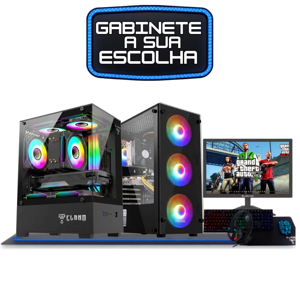 Pc Completo Preto i7 3° 32gb, Ssd 480gb, Placa de Video Gtx750 + Monitor 21,5 + Kit Gamer
