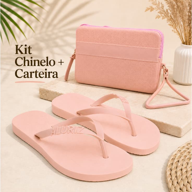 Kit Chinelo + Carteira de Mão Feminina Porta Documentos Super Versátil Oferta