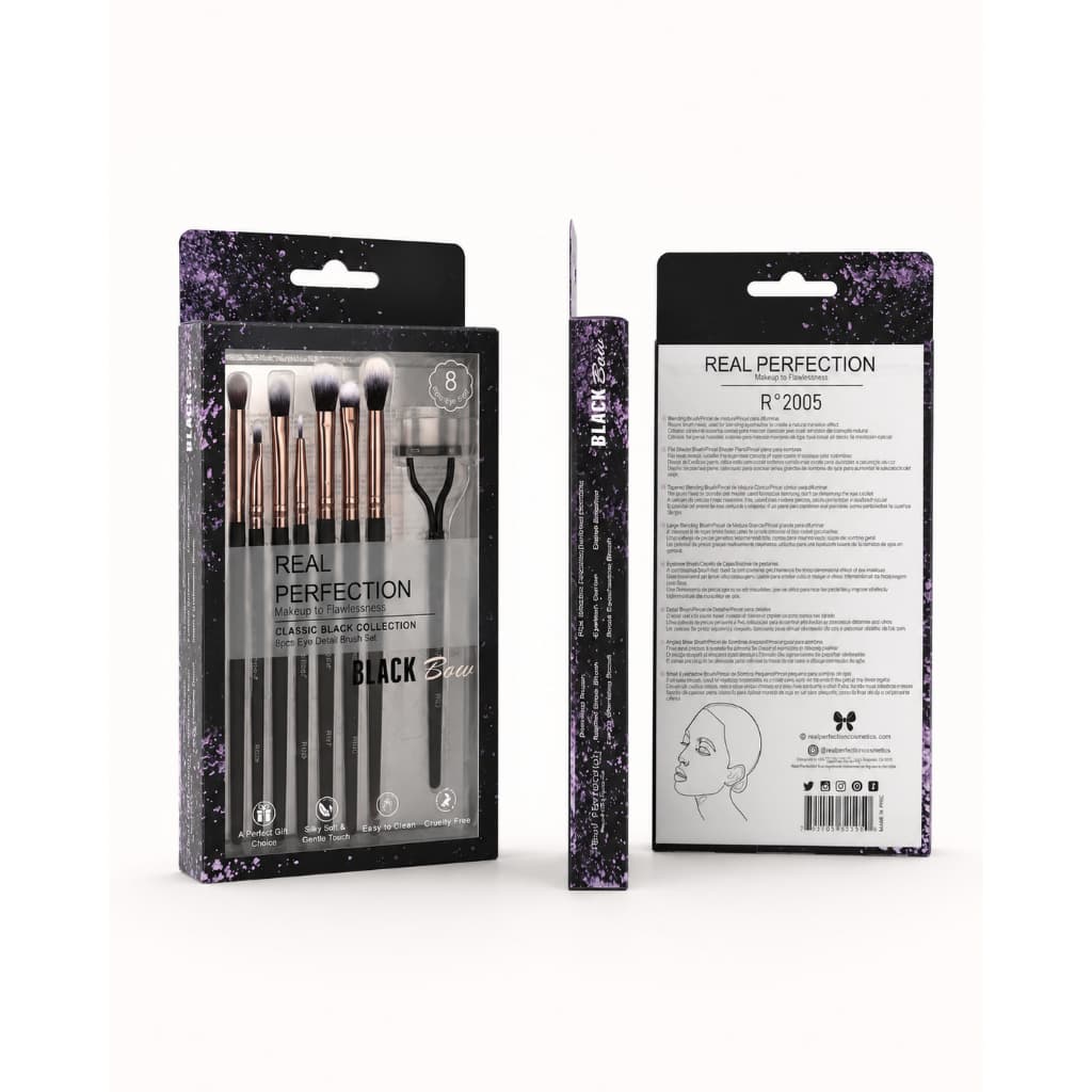 Kit 8 Pincéis de Maquiagem Profissional para Olhos Sombra Esfumar Sobrancelha com Curvex Cerdas Macias