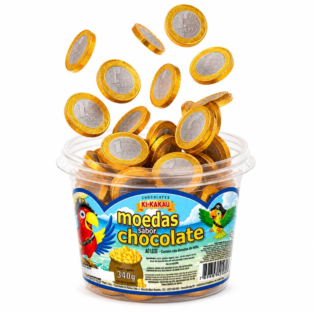 Moedas de Chocolate ao leite Ki-kakau Pacote ou Pote