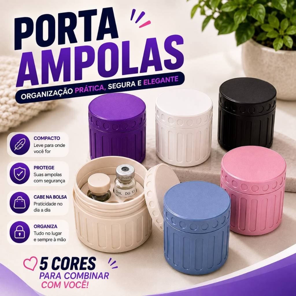 Porta Ampolas 3ml Estojo Organizador Compacto Portátil para Medicamentos