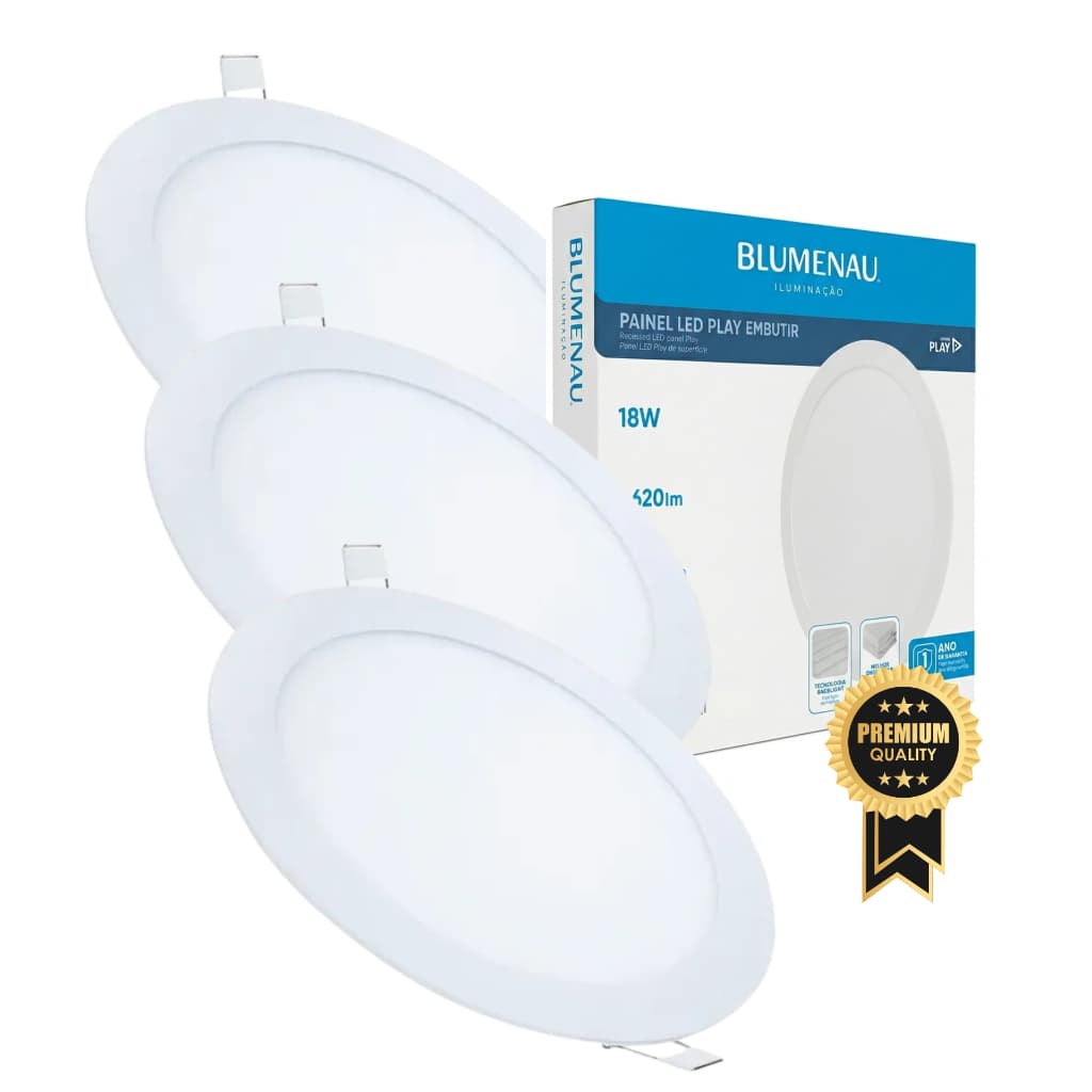 Painel Plafon Led 18w 4100k  Embutir Bivolt Redondo Blumenau Iluminação Kit ate 3