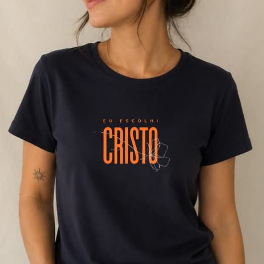 Camiseta babylook 100% algodão Eu escolhi Cristo Blusa Cristã Feminina Tshirt Evangélica Católica