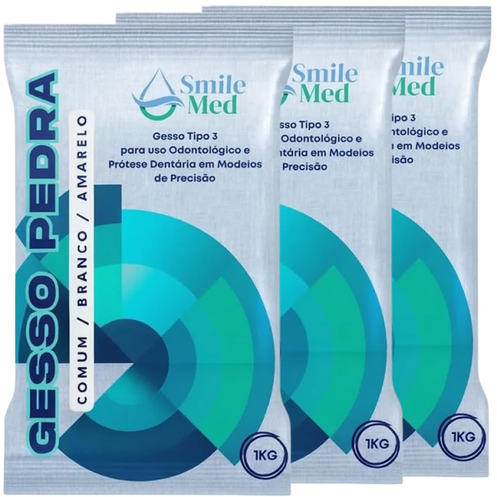 Kit 3 Unidades Gesso Tipo 3 Smile Med Alta Qualidade Total 3kg