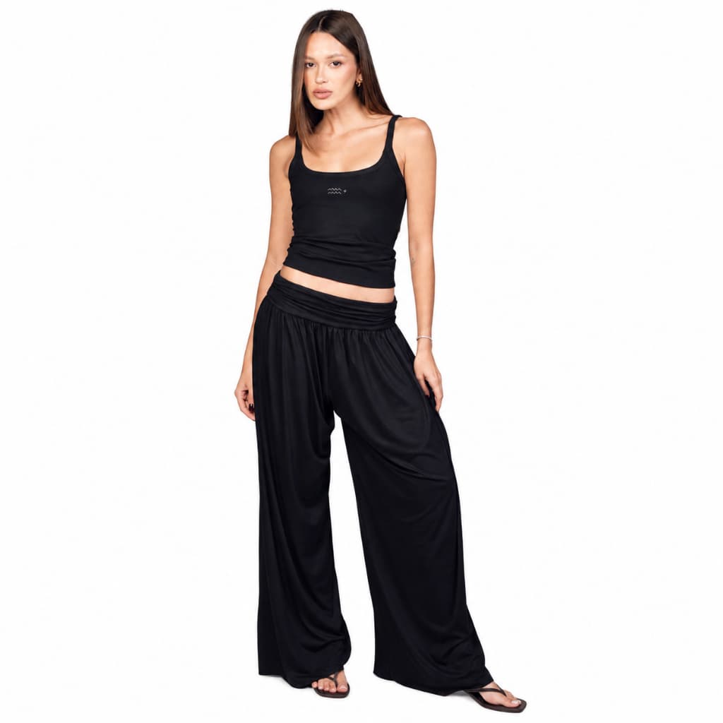 Calça Flow Feminina Viscose Cós Drapeado Caimento Confortável  Elegante Para Looks Versáteis