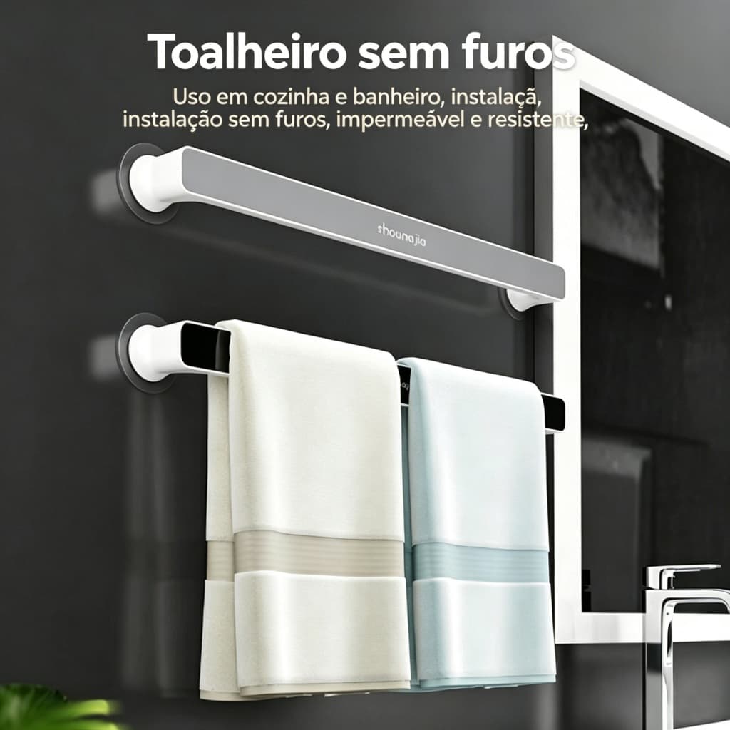 Porta Toalha Parede Sem Furar, Organizador para Pia, Armário e Banheiro, 2 Tamanhos Disponíveis