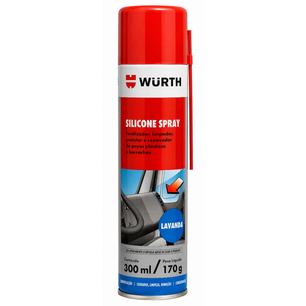 Silicone Spray para borracha, plastico, automotivo, canaletas de vidro 300ml - WURTH