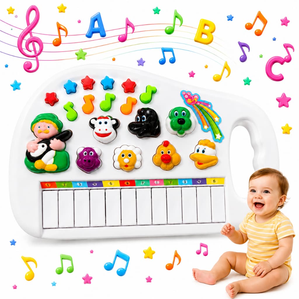 Teclado Piano Musical Infantil Fazendinha Educativo com Som de Animais Fazenda