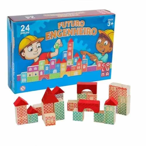 Blocos de Montar 24 Peças Engenheiro Madeira - Pais & Filhos