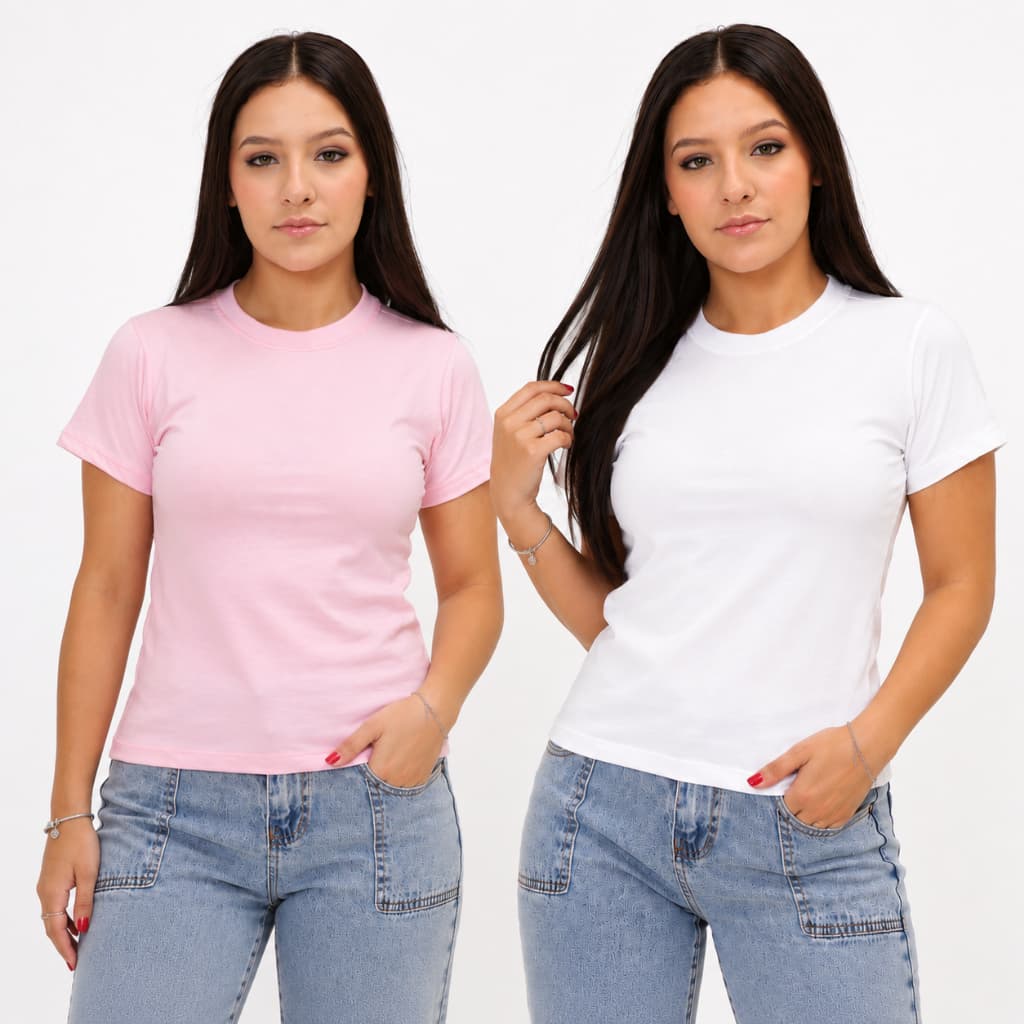 Kit 2 Camiseta básica menina 100% algodão infantil juvenil do 10 ao 16