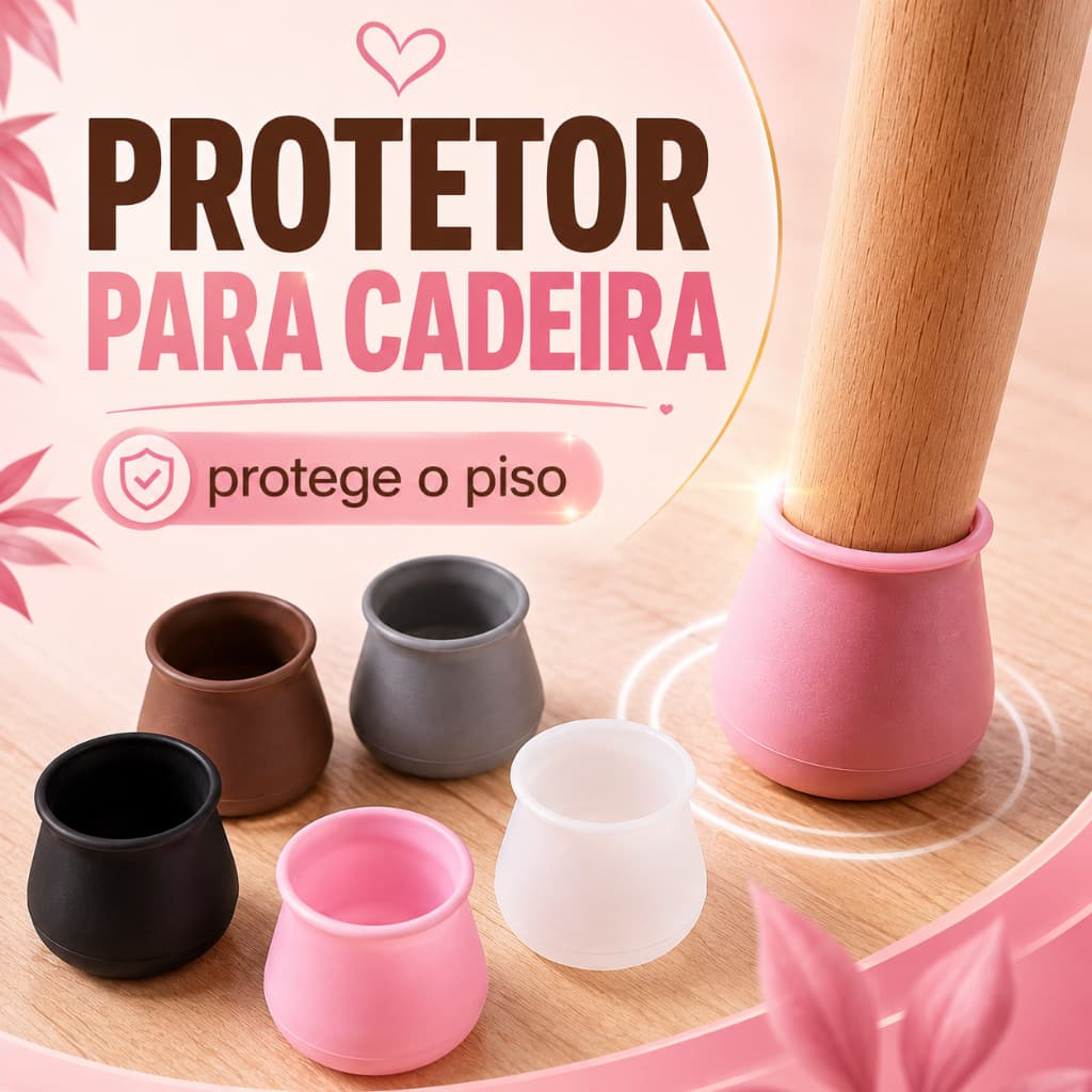 Kit 16 Protetor de Pes Redondo Cadeira Mesa Silicone Antiderrapante Ponteira Perna Moveis Nao Risca