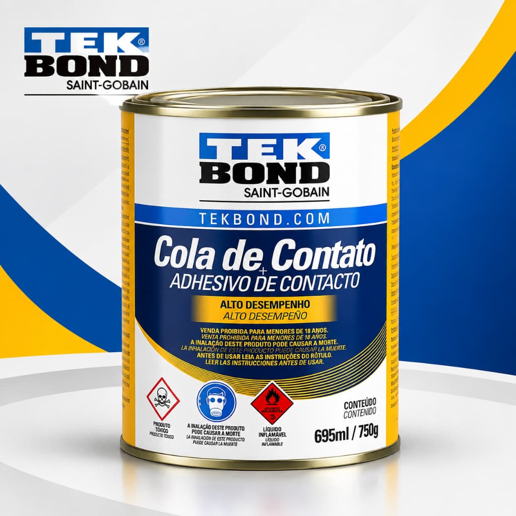 Adesivo Cola de Contato Tekbond 750gr Litro- Cola de Sapateiro, Marceneiro e Grama Sintética