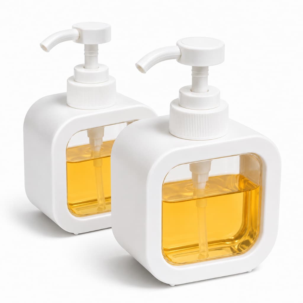 Dispenser Porta Sabonete e Detergente Líquido 300ml Bombeador Organizador Pia Cozinha Banheiro Minimalista